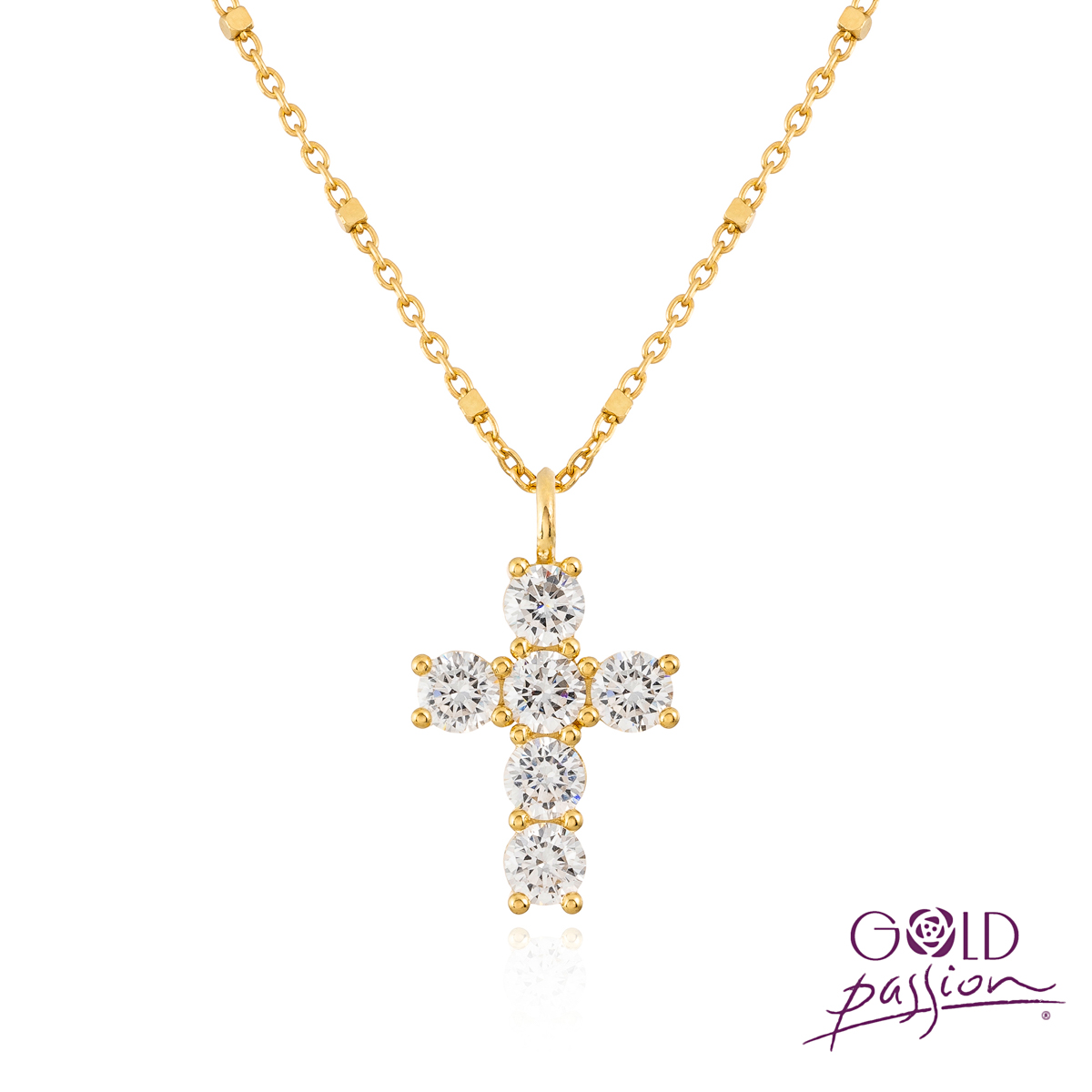 Cruz garra con circonitas chapada en oro